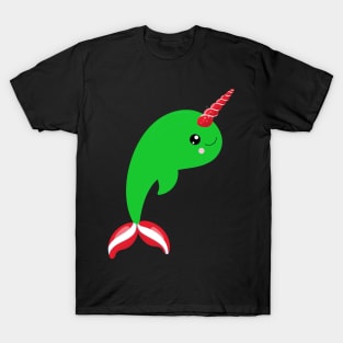 Red and Green Narwhal T-Shirt